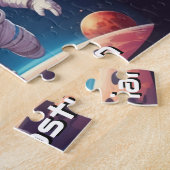 Astronaut jongen die ruimte verkent gepersonalisee legpuzzel (Zijkant)