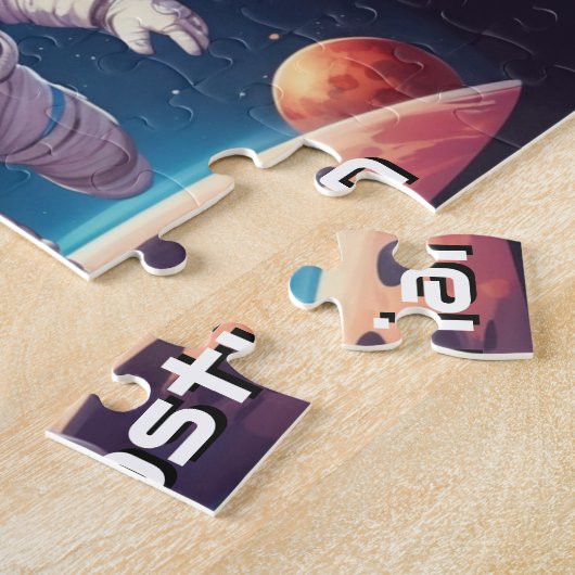 Astronaut jongen die ruimte verkent gepersonalisee legpuzzel (Zijkant)
