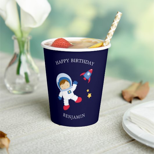Astronaut Jongen Kinderen Verjaardag Papier Cup Papieren Bekers (Insitu)