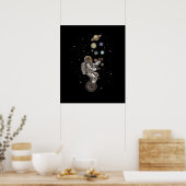Astronaut Juggles Planets op een eenwielige ruimte Poster (Keuken)