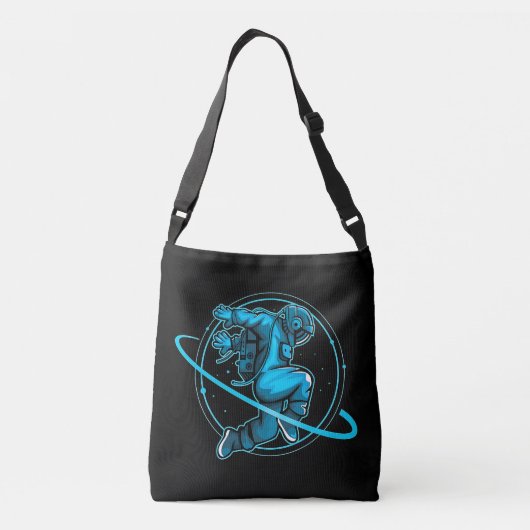 Astronaut Jumping Around Saturn Artwork | Crossbody Tas (Achterkant)