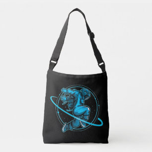 Astronaut Jumping Around Saturn Artwork Crossbody Tas