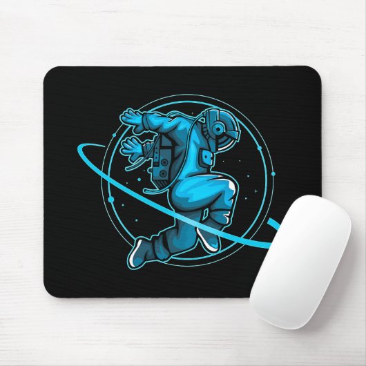 Astronaut Jumping Around Saturn Artwork | Muismat (Met muis)