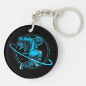 Astronaut Jumping Around Saturn Artwork | Sleutelhanger (Achterkant)