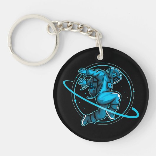 Astronaut Jumping Around Saturn Artwork | Sleutelhanger (Voorkant)