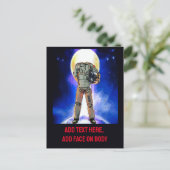 Astronaut Kaart, bewerk tekst & foto, personalisee Briefkaart (Staand voorkant)
