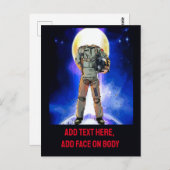 Astronaut Kaart, bewerk tekst & foto, personalisee Briefkaart (Voorkant / Achterkant)