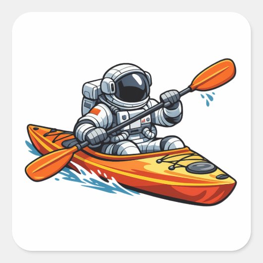 . Astronaut Kajakvaren Vierkante Sticker (Voorkant)