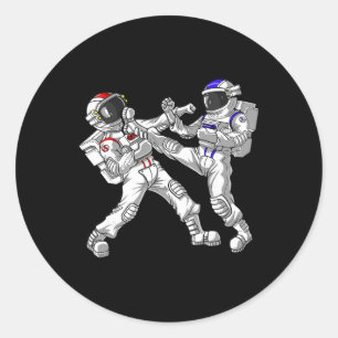 Astronaut Karate Muay Thai Vechtsporten Kickboksen Ronde Sticker
