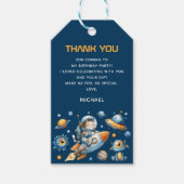 Astronaut Kat Buitenruimte 1e Verjaardag Bedankt Cadeaulabel (Voorkant)