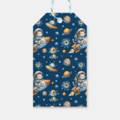 Astronaut Kat Buitenruimte 1e Verjaardag Bedankt Cadeaulabel (Achterkant)