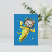 Astronaut Kat Cartoon Briefkaart (Staand voorkant)