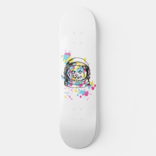 Astronaut Kat Illustratie Persoonlijk Skateboard (Voorkant)