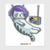 Astronaut kat in de ruimte sticker (Vel)