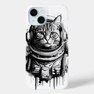 Astronaut Kat Inkt Kunst iPhone 15 Case