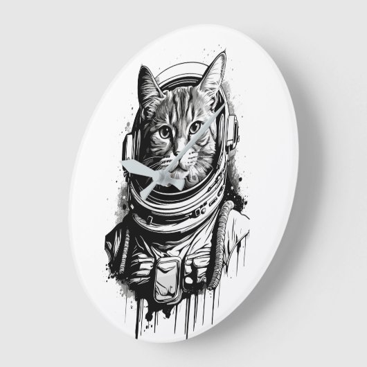 Astronaut Kat Inkt Kunst Grote Klok (Hoek)
