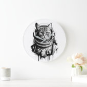 Astronaut Kat Inkt Kunst Grote Klok (Huis)