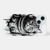 Astronaut Kat Inkt Kunst iPhone 15 Case (Achterkant horizontaal)