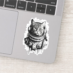 Astronaut Kat Inkt Kunst Sticker
