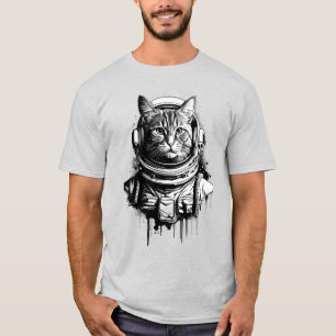 Astronaut Kat Inkt Kunst T-shirt