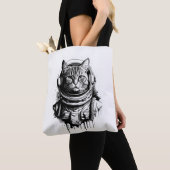 Astronaut Kat Inkt Kunst Tote Bag (Dichtbij)