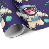 Astronaut Kat kleurrijk Cadeaupapier (Rol Hoek)