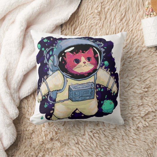 Astronaut Kat kleurrijk Kussen (Deken)