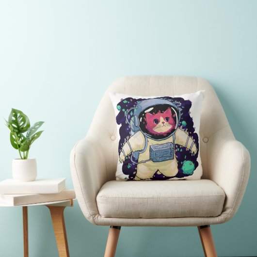 Astronaut Kat kleurrijk Kussen (Stoel)