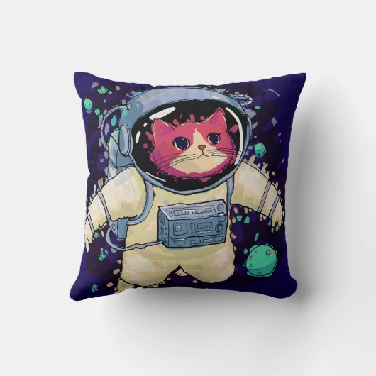 Astronaut Kat kleurrijk Kussen (Achterkant)