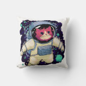 Astronaut Kat kleurrijk Kussen (Voorkant)