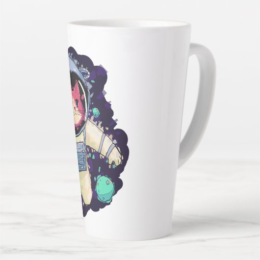 Astronaut Kat kleurrijk Latte Mok (Rechterhoek)