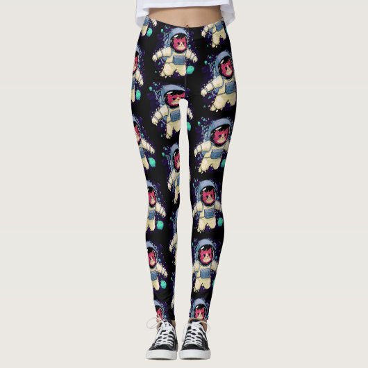 Astronaut Kat kleurrijk Leggings (Voorkant)