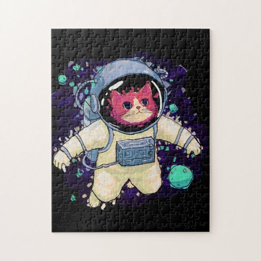 Astronaut Kat kleurrijk Legpuzzel (Verticaal)