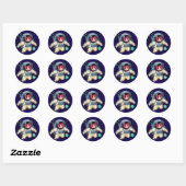 Astronaut Kat kleurrijk Ronde Sticker (Vel)
