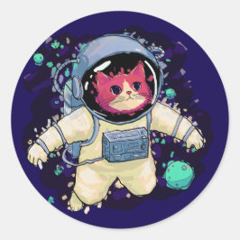 Astronaut Kat kleurrijk Ronde Sticker