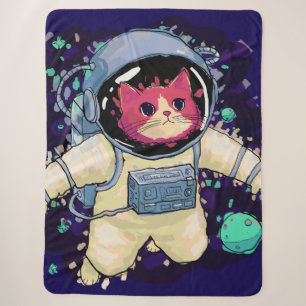 Astronaut Kat kleurrijk Sherpa Deken