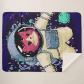 Astronaut Kat kleurrijk Sherpa Deken (Voorkant (horizontaal))