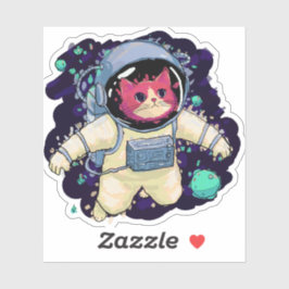 Astronaut Kat kleurrijk Sticker