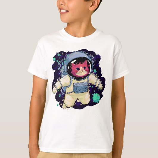Astronaut Kat kleurrijk T-shirt (Voorkant)