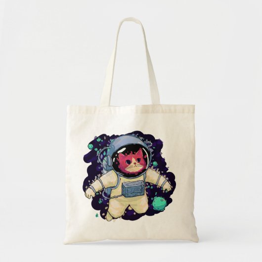 Astronaut Kat kleurrijk Tote Bag (Voorkant)