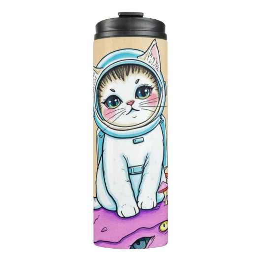 Astronaut Kat & Kosmische Disco Tumbler Thermosbeker (Voorkant)