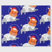 Astronaut kat lelijke kerstman cadeaupapier (Vlak)