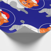 Astronaut kat lelijke kerstman cadeaupapier (Hoek)