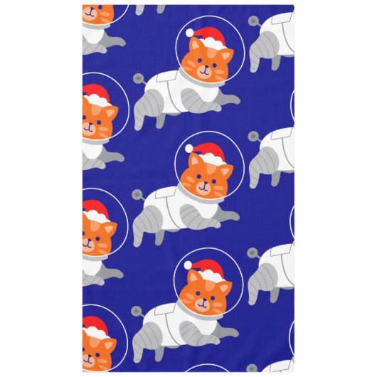 Astronaut kat lelijke kerstman tafelkleed (Voorkant)