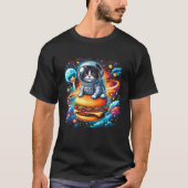 Astronaut kat met cheeseburger grappige outfits vo t-shirt (Voorkant)