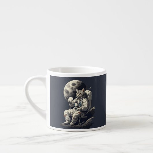 Astronaut Kat Met Kopje Koffie Espresso Kop (Links)