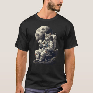 Astronaut Kat Met Kopje Koffie T-shirt