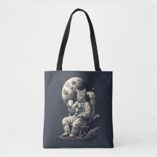 Astronaut Kat Met Kopje Koffie Tote Bag