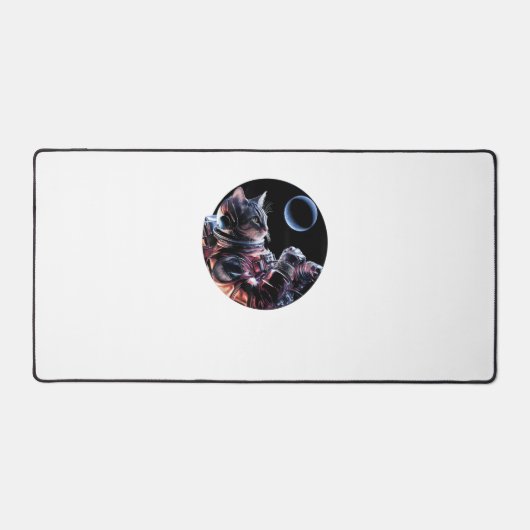 Astronaut kat met planeet bureaumat (Voorkant)