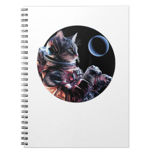 Astronaut kat met planeet notitieboek